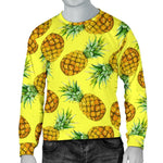 Pastel Yellow Pineapple Pattern Print Men's Crewneck Sweatshirt GearFrost