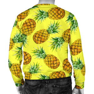 Pastel Yellow Pineapple Pattern Print Men's Crewneck Sweatshirt GearFrost