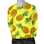 Pastel Yellow Pineapple Pattern Print Men's Crewneck Sweatshirt GearFrost