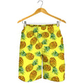 Pastel Yellow Pineapple Pattern Print Men's Shorts