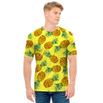 Pastel Yellow Pineapple Pattern Print Men's T-Shirt