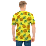 Pastel Yellow Pineapple Pattern Print Men's T-Shirt