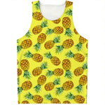 Pastel Yellow Pineapple Pattern Print Men's Tank Top