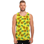 Pastel Yellow Pineapple Pattern Print Men's Tank Top