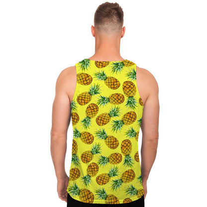 Pastel Yellow Pineapple Pattern Print Men's Tank Top