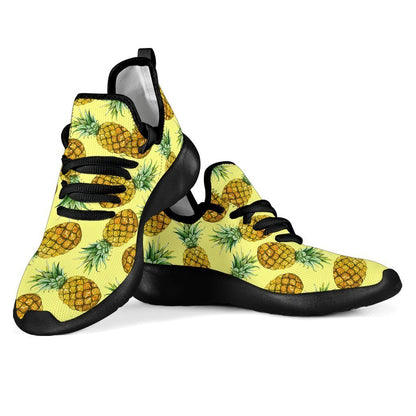 Pastel Yellow Pineapple Pattern Print Mesh Knit Shoes GearFrost