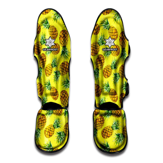 Pastel Yellow Pineapple Pattern Print Muay Thai Shin Guard