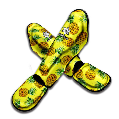 Pastel Yellow Pineapple Pattern Print Muay Thai Shin Guard