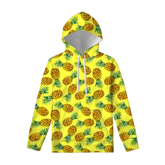 Pastel Yellow Pineapple Pattern Print Pullover Hoodie