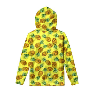 Pastel Yellow Pineapple Pattern Print Pullover Hoodie
