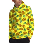 Pastel Yellow Pineapple Pattern Print Pullover Hoodie