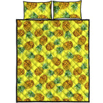 Pastel Yellow Pineapple Pattern Print Quilt Bed Set