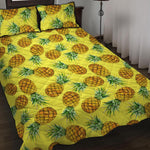 Pastel Yellow Pineapple Pattern Print Quilt Bed Set