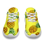 Pastel Yellow Pineapple Pattern Print Sport Shoes GearFrost