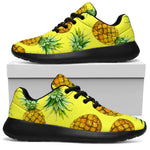 Pastel Yellow Pineapple Pattern Print Sport Shoes GearFrost