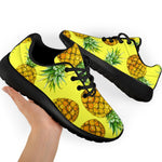 Pastel Yellow Pineapple Pattern Print Sport Shoes GearFrost