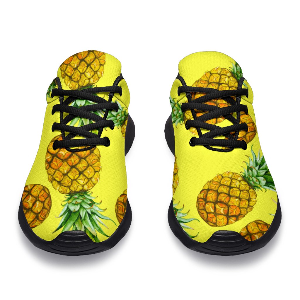 Pastel Yellow Pineapple Pattern Print Sport Shoes GearFrost