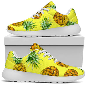 Pastel Yellow Pineapple Pattern Print Sport Shoes GearFrost