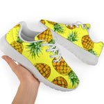 Pastel Yellow Pineapple Pattern Print Sport Shoes GearFrost