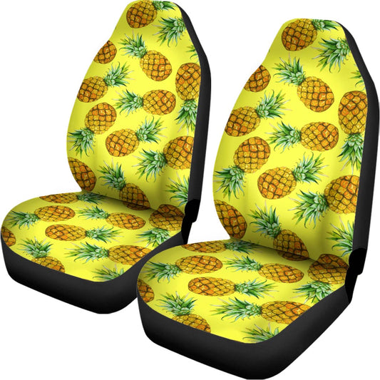 Pastel Yellow Pineapple Pattern Print Universal Fit Car Seat Covers