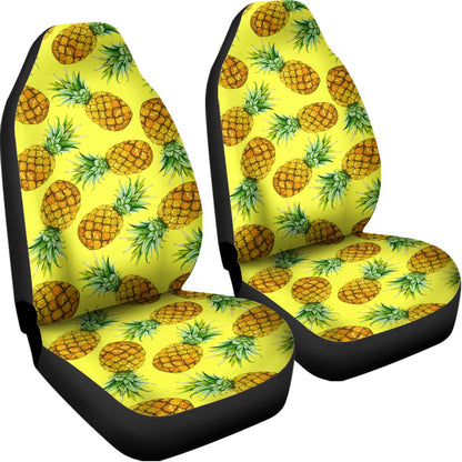 Pastel Yellow Pineapple Pattern Print Universal Fit Car Seat Covers