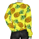 Pastel Yellow Pineapple Pattern Print Women's Crewneck Sweatshirt GearFrost