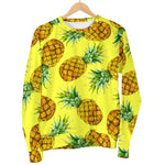 Pastel Yellow Pineapple Pattern Print Women's Crewneck Sweatshirt GearFrost