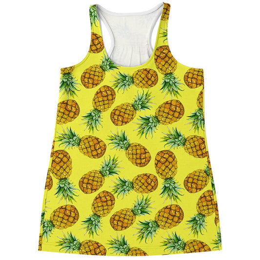 Pastel Yellow Pineapple Pattern Print Women's Racerback Tank Top