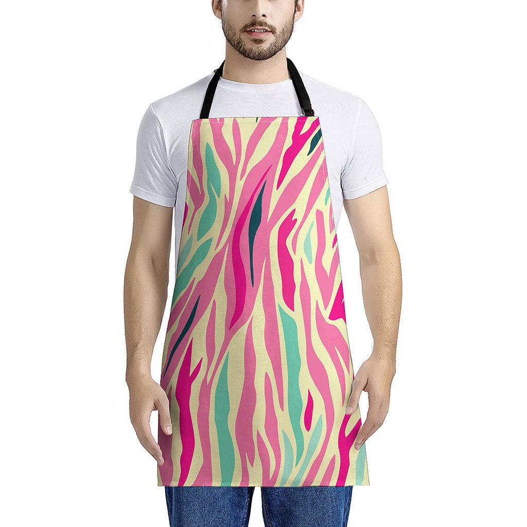 Pastel Zebra Pattern Print Apron