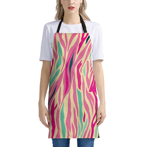 Pastel Zebra Pattern Print Apron