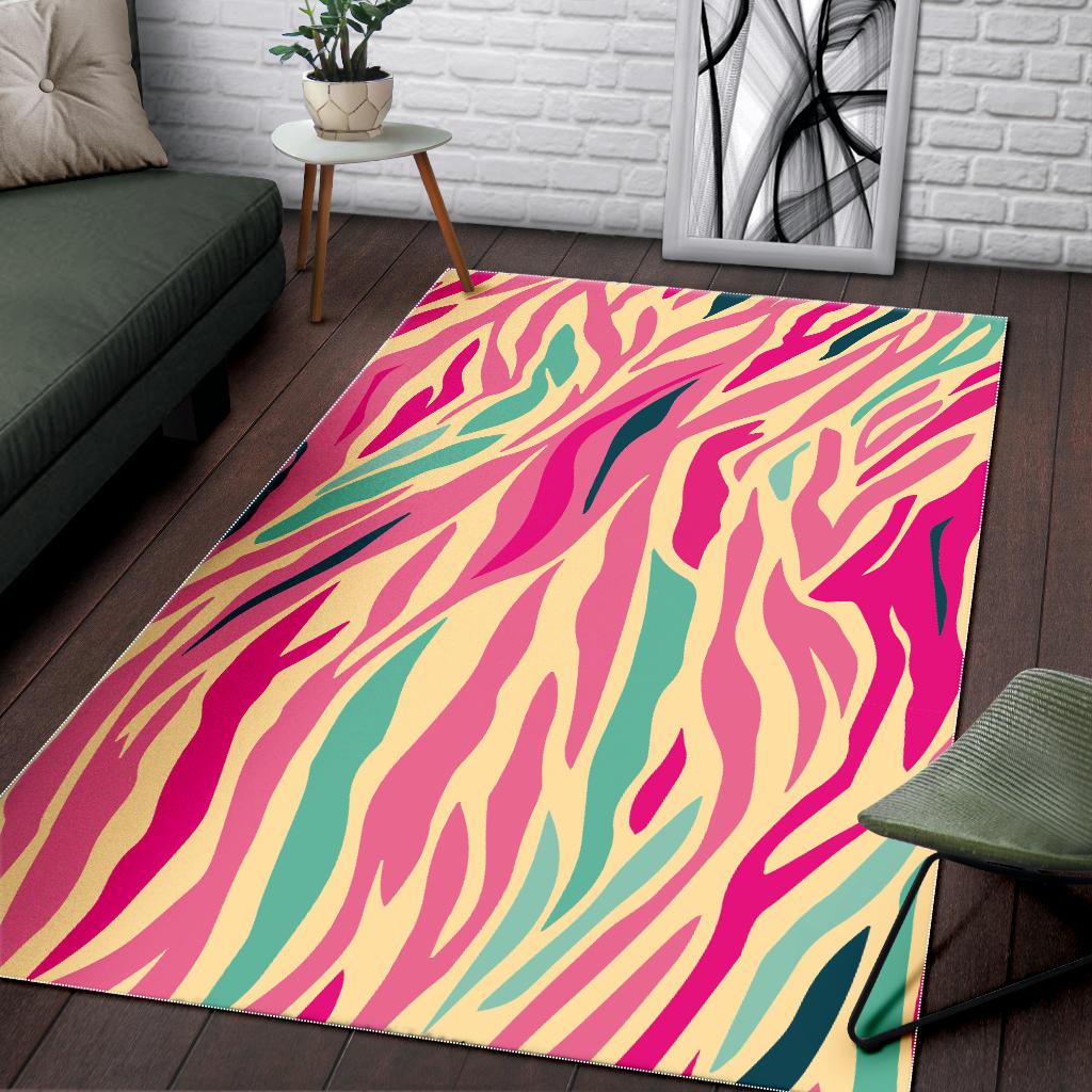 Pastel Zebra Pattern Print Area Rug GearFrost