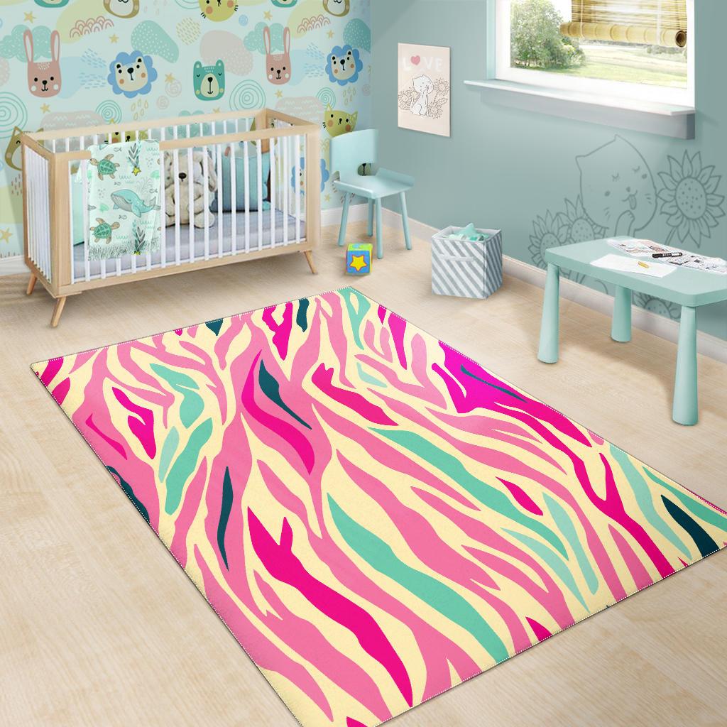 Pastel Zebra Pattern Print Area Rug GearFrost