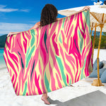 Pastel Zebra Pattern Print Beach Sarong Wrap