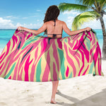 Pastel Zebra Pattern Print Beach Sarong Wrap
