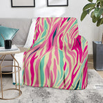 Pastel Zebra Pattern Print Blanket