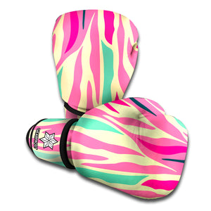 Pastel Zebra Pattern Print Boxing Gloves