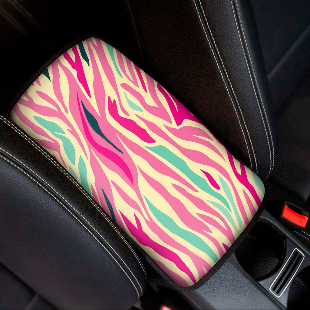 Pastel Zebra Pattern Print Car Center Console Cover