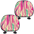 Pastel Zebra Pattern Print Car Headrest Covers