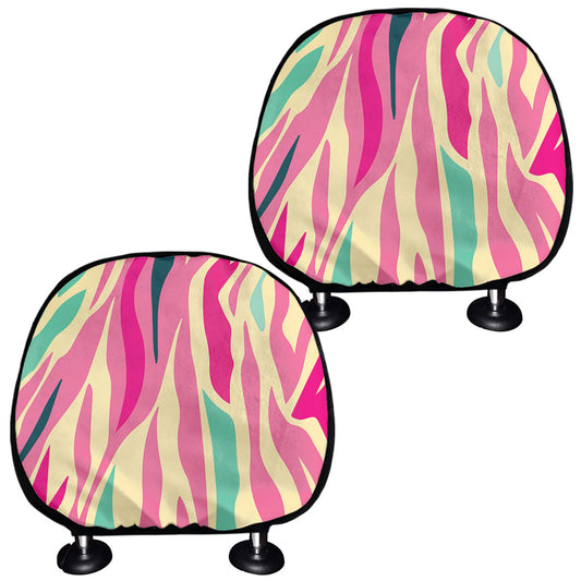 Pastel Zebra Pattern Print Car Headrest Covers