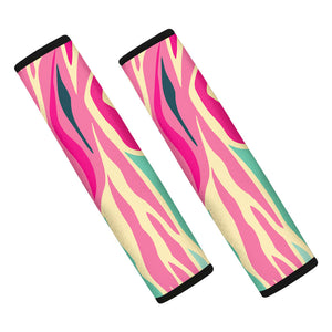 Pastel Zebra Pattern Print Car Seat Belt Covers