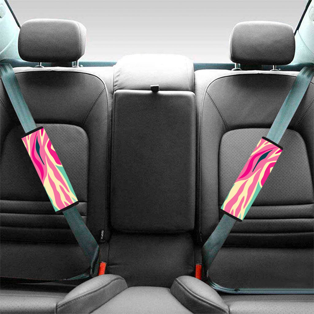 Pastel Zebra Pattern Print Car Seat Belt Covers