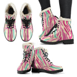 Pastel Zebra Pattern Print Comfy Boots GearFrost