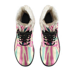 Pastel Zebra Pattern Print Comfy Boots GearFrost