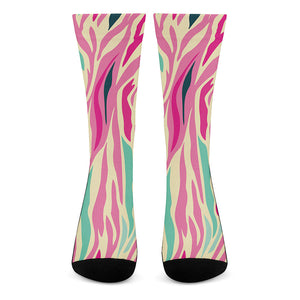 Pastel Zebra Pattern Print Crew Socks