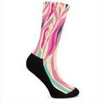 Pastel Zebra Pattern Print Crew Socks