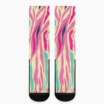 Pastel Zebra Pattern Print Crew Socks