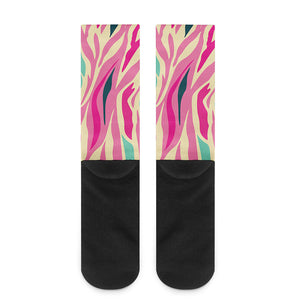 Pastel Zebra Pattern Print Crew Socks