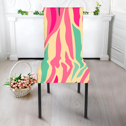 Pastel Zebra Pattern Print Dining Chair Slipcover