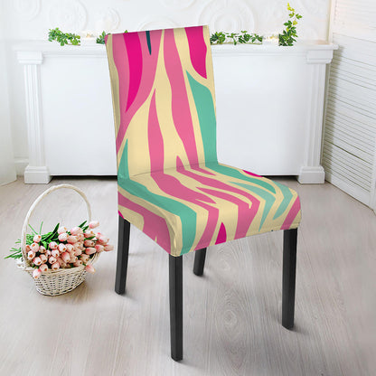 Pastel Zebra Pattern Print Dining Chair Slipcover