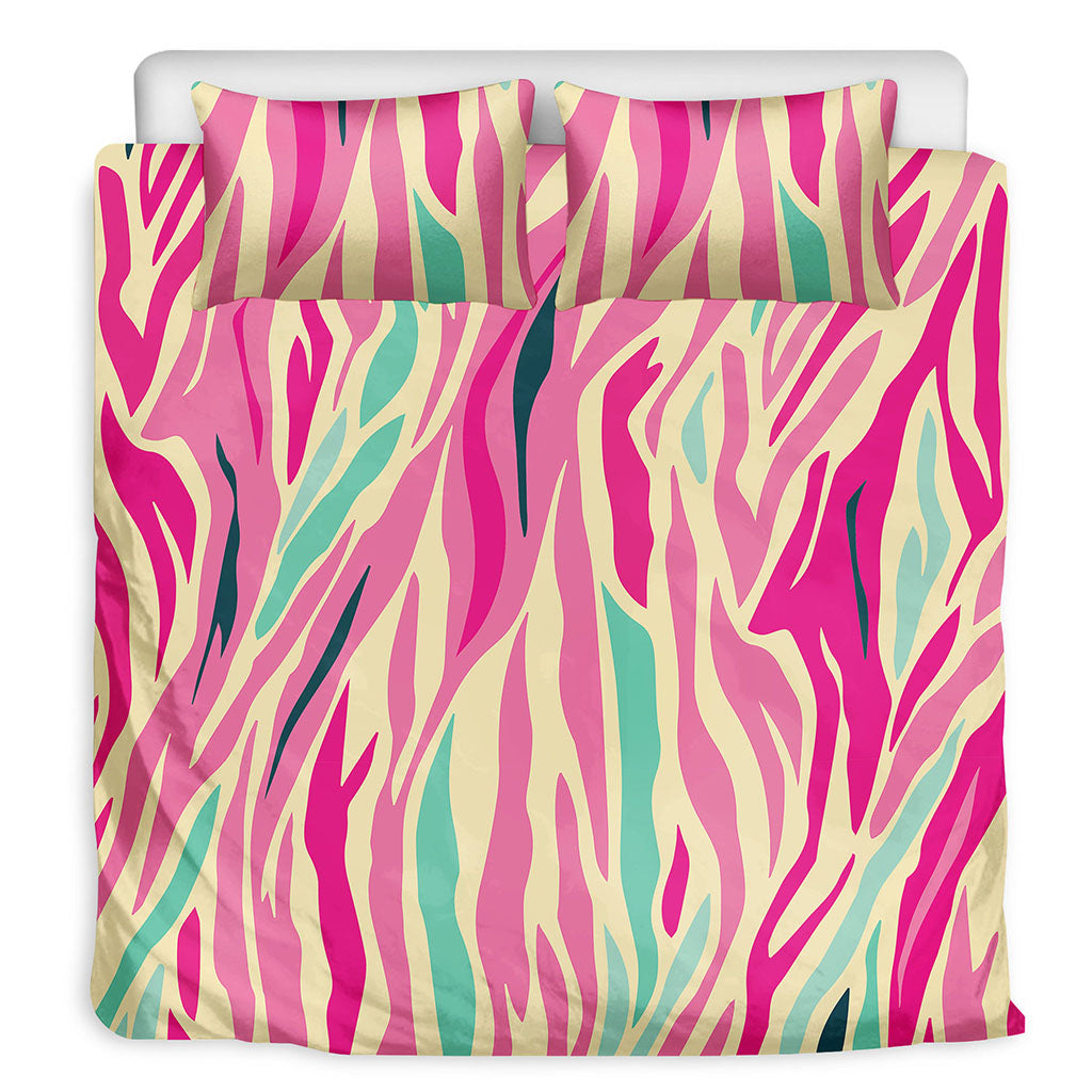 Pastel Zebra Pattern Print Duvet Cover Bedding Set